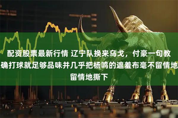 配资股票最新行情 辽宁队换来乌戈，付豪一句教我正确打球就足够品味并几乎把杨鸣的遮羞布毫不留情地撕下